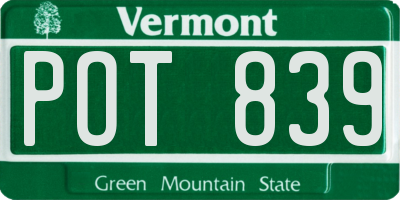 VT license plate POT839
