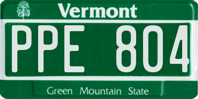 VT license plate PPE804