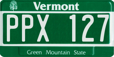 VT license plate PPX127