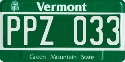 VT license plate PPZ033