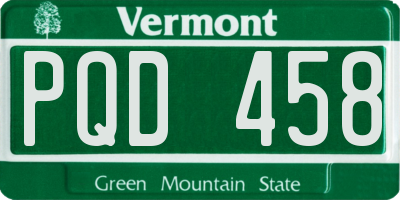 VT license plate PQD458