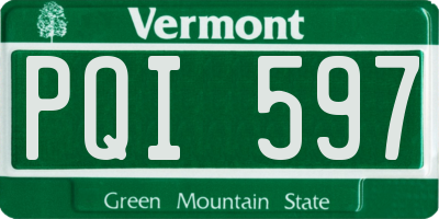 VT license plate PQI597