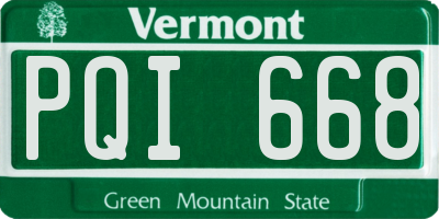 VT license plate PQI668