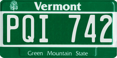 VT license plate PQI742