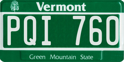 VT license plate PQI760