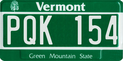 VT license plate PQK154