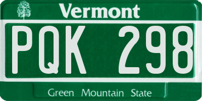 VT license plate PQK298