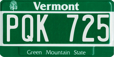 VT license plate PQK725