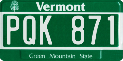 VT license plate PQK871