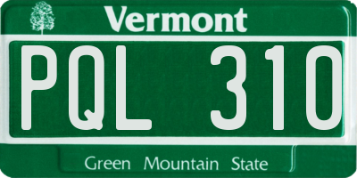 VT license plate PQL310