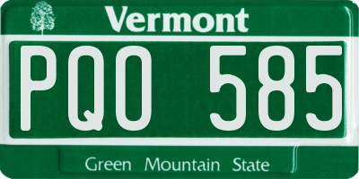 VT license plate PQO585