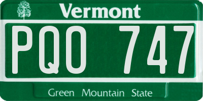 VT license plate PQO747