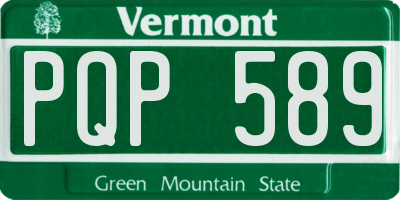 VT license plate PQP589