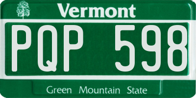 VT license plate PQP598