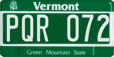 VT license plate PQR072
