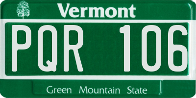 VT license plate PQR106