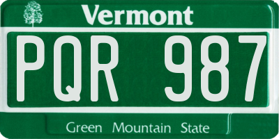 VT license plate PQR987