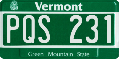 VT license plate PQS231