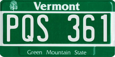 VT license plate PQS361