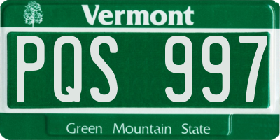 VT license plate PQS997