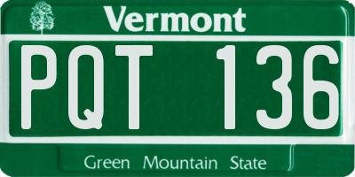 VT license plate PQT136