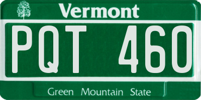 VT license plate PQT460