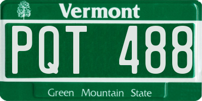 VT license plate PQT488