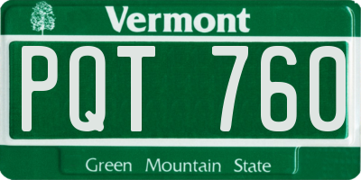 VT license plate PQT760