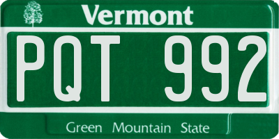 VT license plate PQT992
