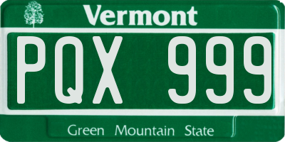 VT license plate PQX999