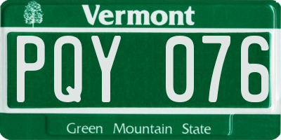 VT license plate PQY076