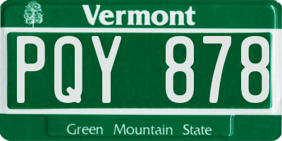 VT license plate PQY878