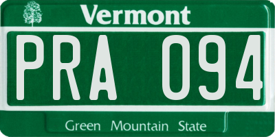 VT license plate PRA094