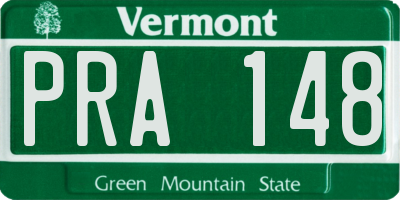 VT license plate PRA148