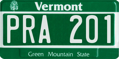 VT license plate PRA201