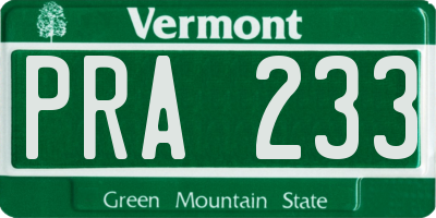 VT license plate PRA233