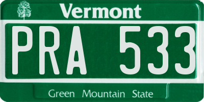 VT license plate PRA533