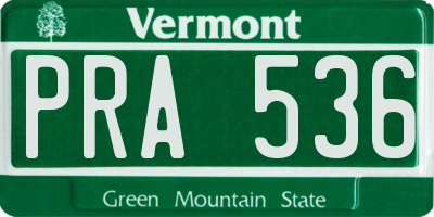 VT license plate PRA536