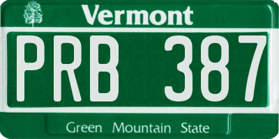 VT license plate PRB387