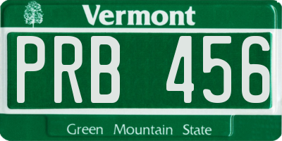 VT license plate PRB456