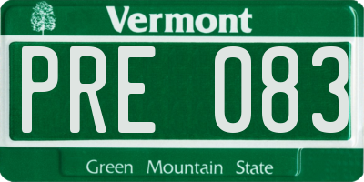 VT license plate PRE083