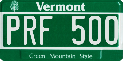 VT license plate PRF500
