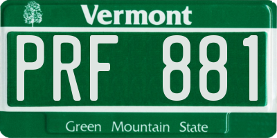 VT license plate PRF881