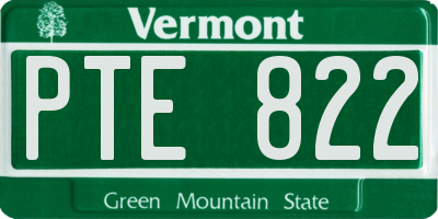 VT license plate PTE822
