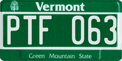 VT license plate PTF063