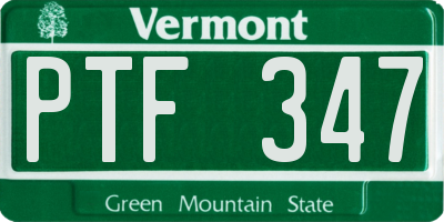 VT license plate PTF347