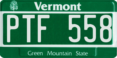 VT license plate PTF558