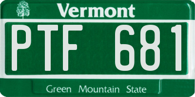 VT license plate PTF681