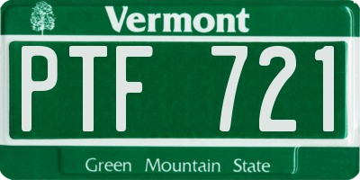 VT license plate PTF721