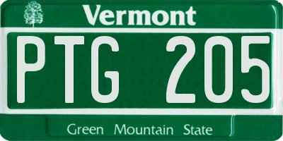 VT license plate PTG205